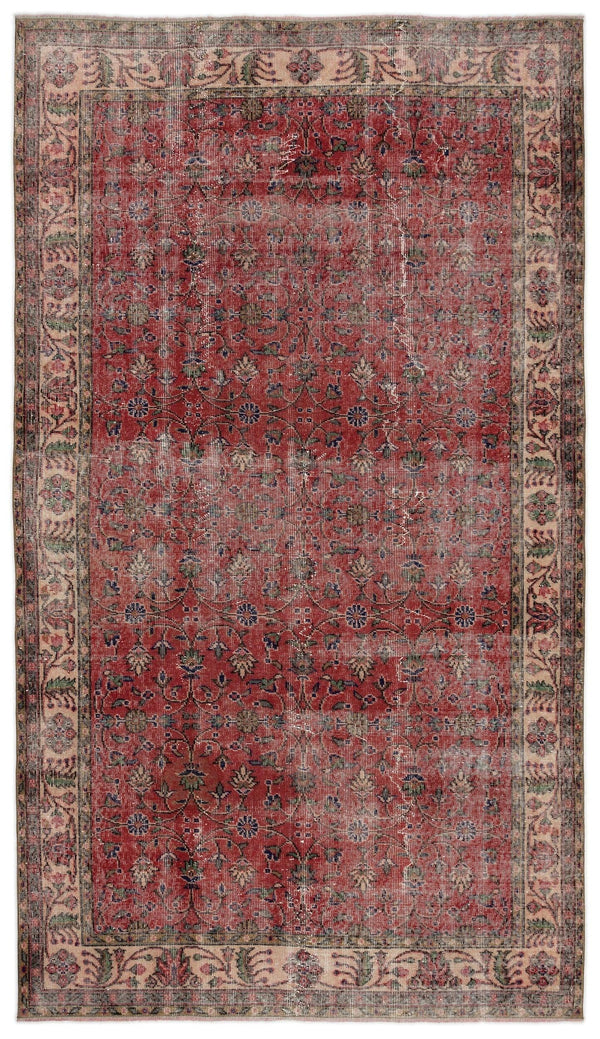 Kırmızı Anadolu Eskitme Klasik Yün Halı 164x289 - Özel Seri