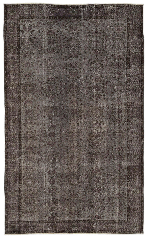 Gri Anadolu Geometrik Çiçekli Yün Halı 175x285 - Özel Seri