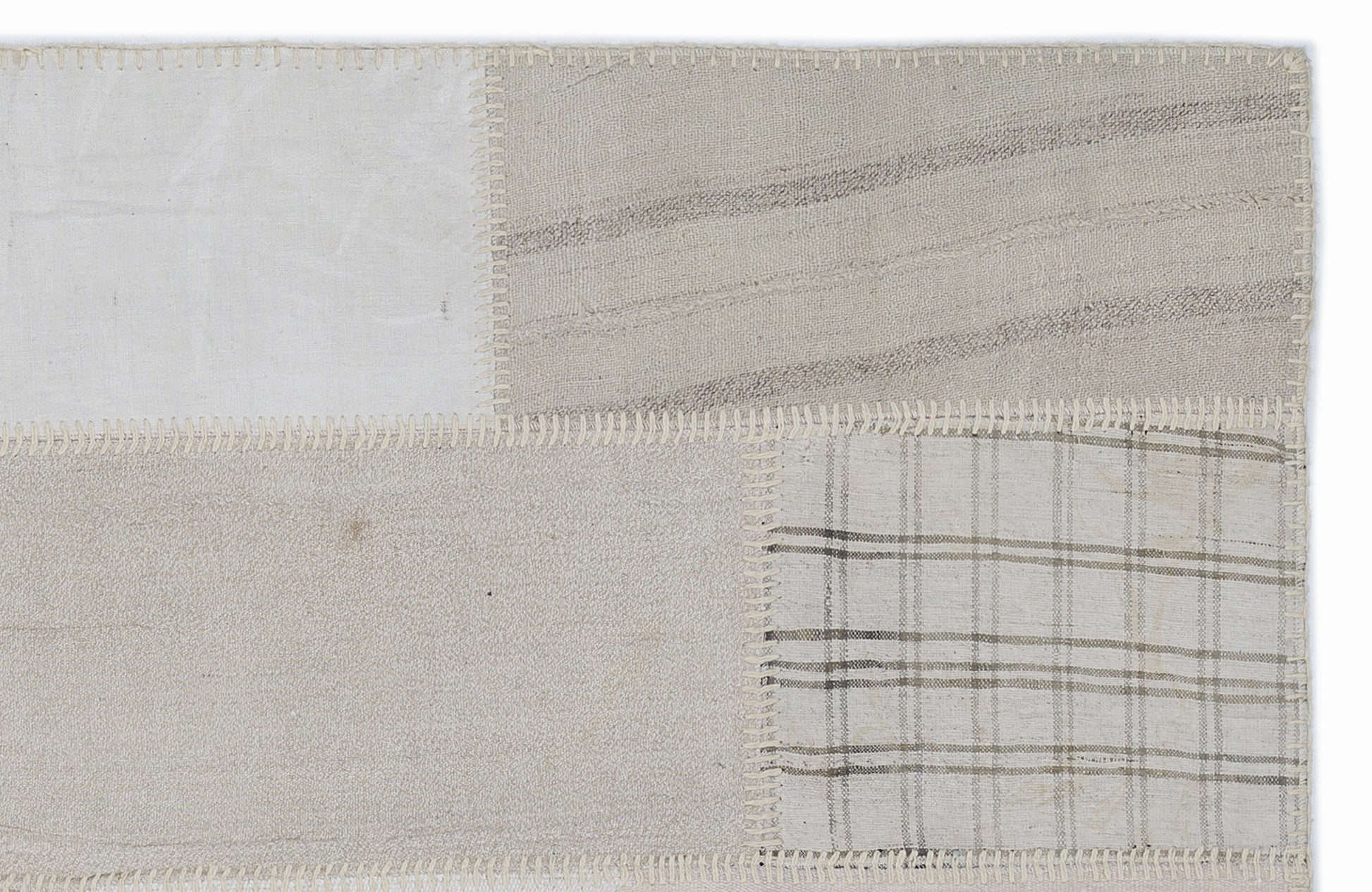 Teselya Bej Çizgili Yün El Dokuma Halısı 120 x 180 Apex Unique