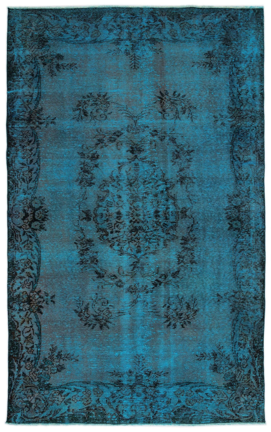 Turquoise & Black Medallion Wool Rug 173x279 cm (5'8" x 9'2") – in the hallway