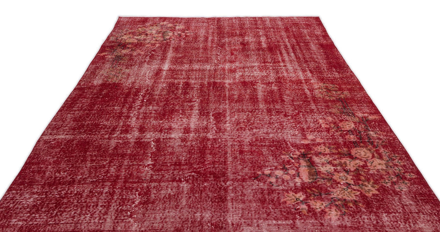 Kırmızı Anadolu Eskitme Modern Yün Halı 203x310 - Özel Seri