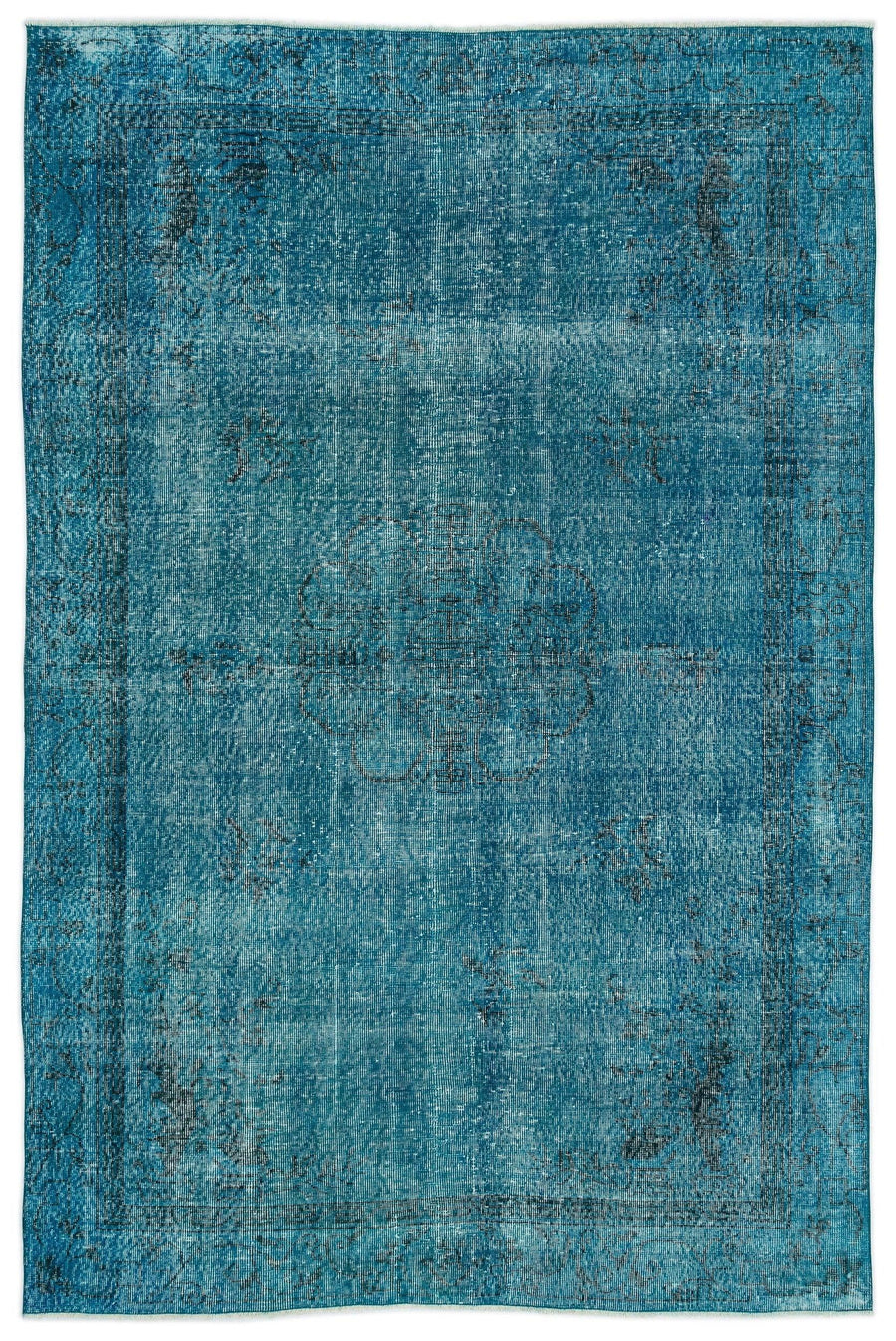 Abstract Turquoise & Grey Vintage Turkish Rug 189x283 cm (6'2" x 9'3") – in the hallway