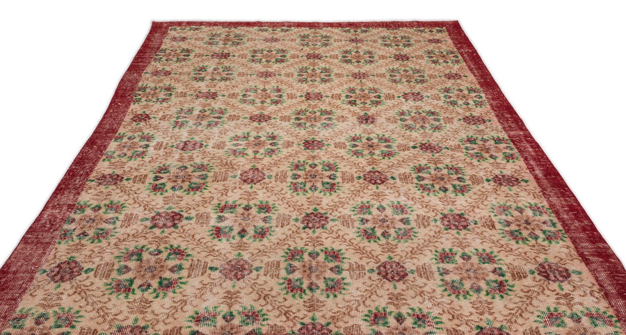 Krem Anadolu Geometrik Çiçekli Yün Halı 216x315 - Özel Seri