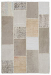 Teselya Bej Çizgili Yün El Dokuma Halısı 120 x 180 Apex Unique