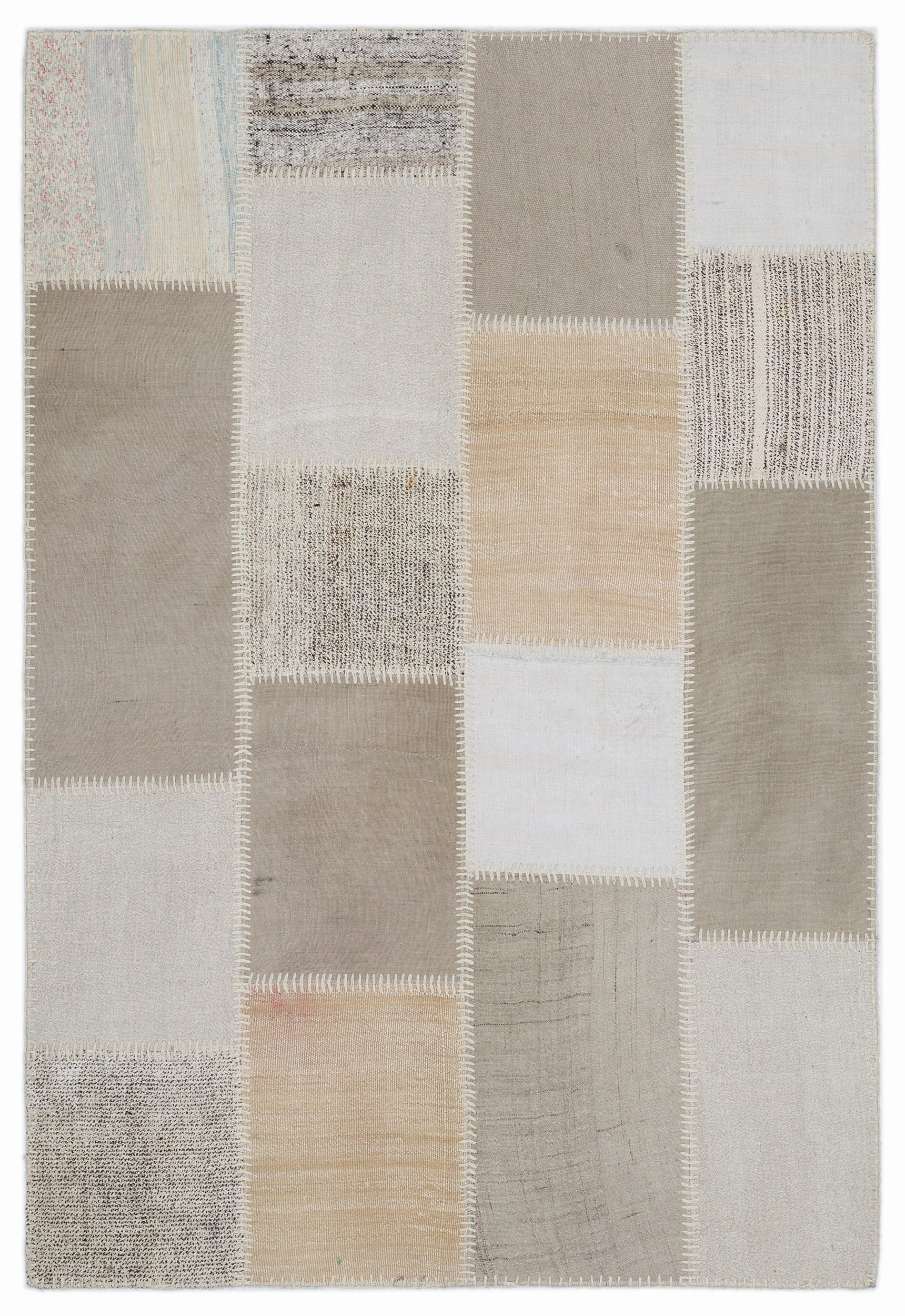 Teselya Bej Çizgili Yün El Dokuma Halısı 120 x 180 Apex Unique
