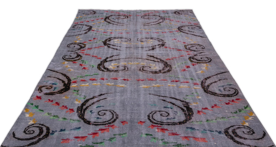 Gri Anadolu Geometrik Modern Yün Halı 180x307 - Özel Seri