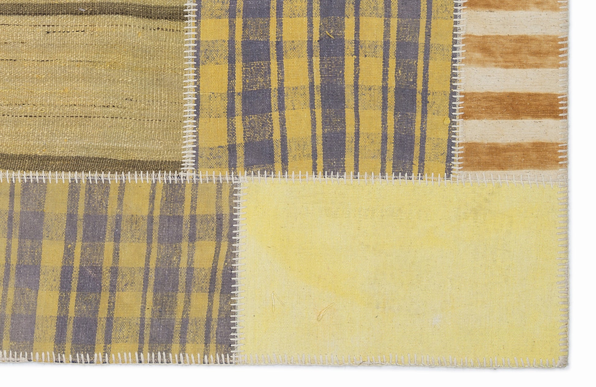Teselya Sarı Patchwork Yün El Dokuma Halısı 120 x 180 Apex Unique