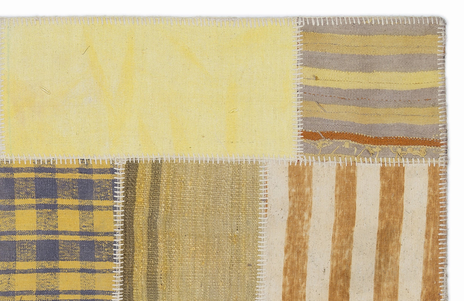 Teselya Sarı Patchwork Yün El Dokuma Halısı 120 x 180 Apex Unique