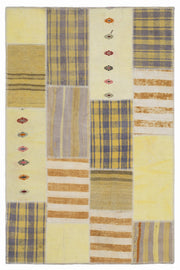 Teselya Sarı Patchwork Yün El Dokuma Halısı 120 x 180 Apex Unique