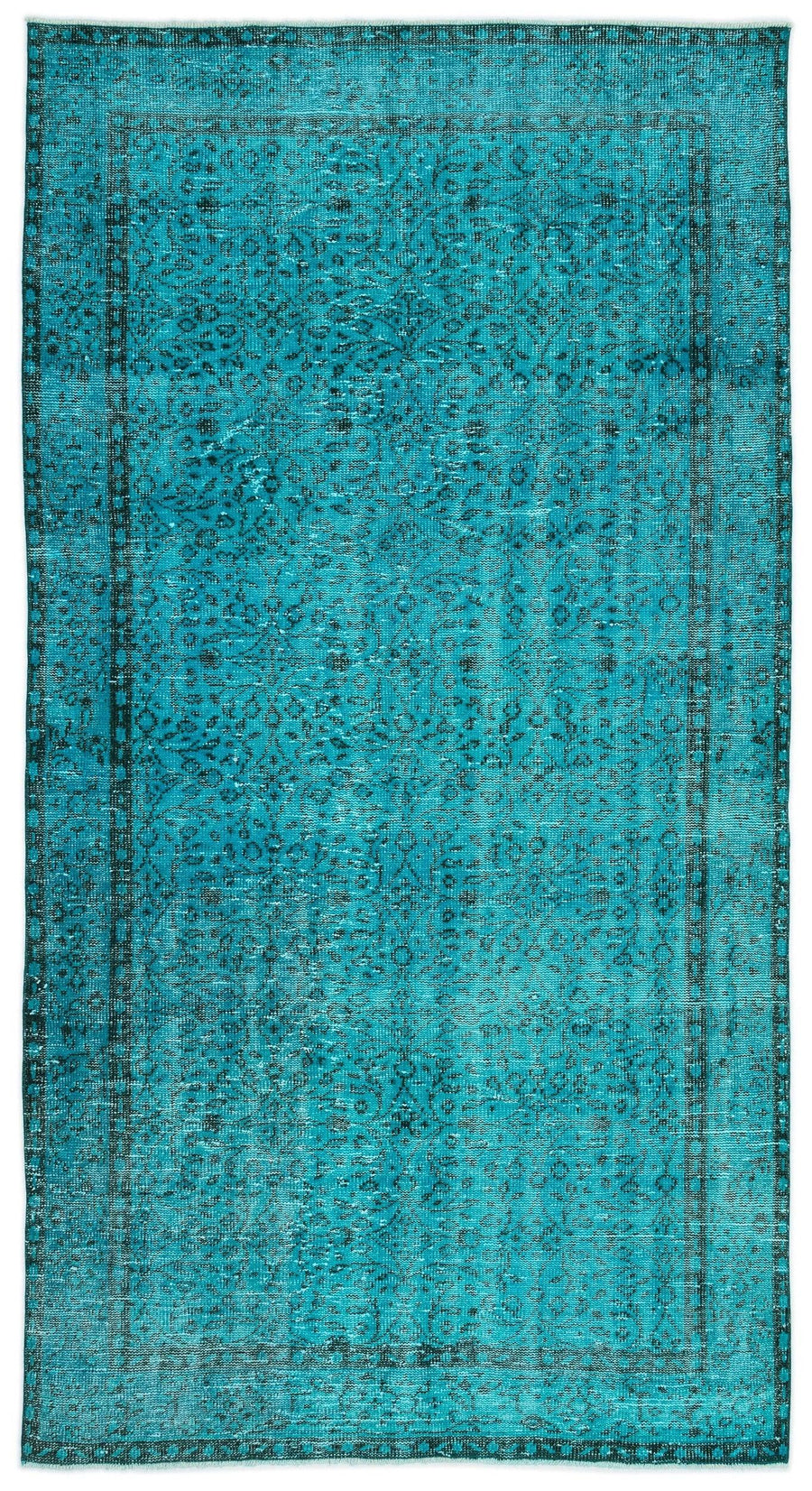 Handgeknüpfter Wollteppich in Türkis & Rot abstrakt 150x280 cm – im Flur