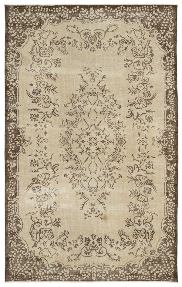 Bej Anadolu Eskitme Madalyonlu Yün Halı 190x302 - Özel Seri
