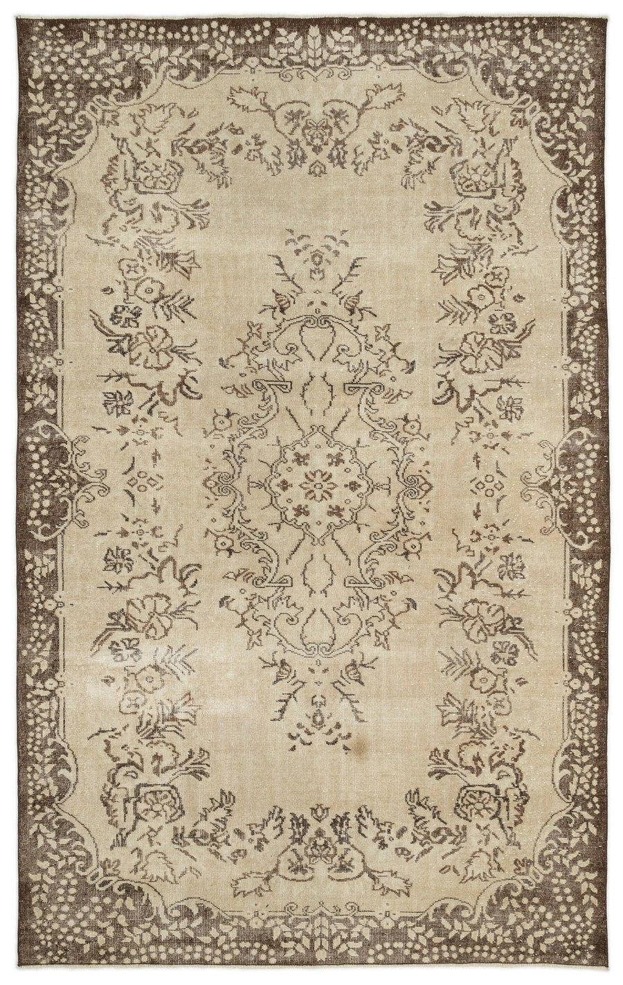 Beiger Orientteppich mit Braunem Medaillon Handgeknüpft 190x302 cm – im Flur