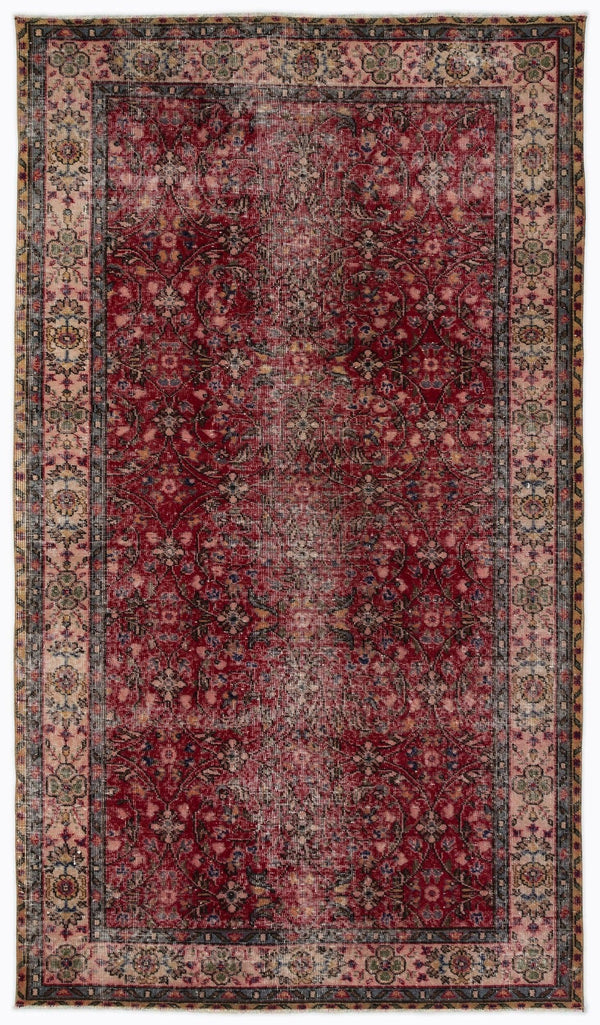 Kırmızı Anadolu Eskitme Klasik Yün Halı 150x263 - Özel Seri