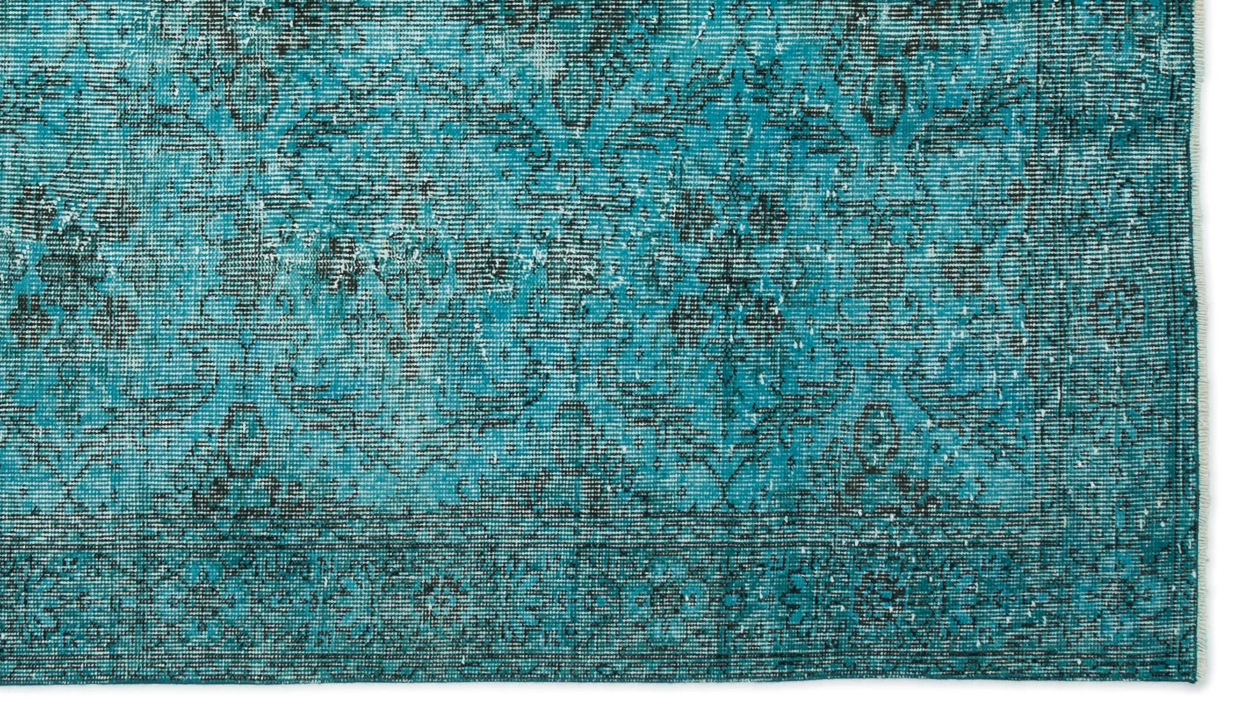 Beyaz Gri Anadolu Eskitme Madalyonlu Yün Halı 148x265 - Özel Seri