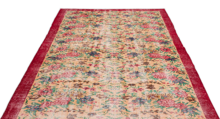 Krem Isparta Eskitme Çiçekli Yün Halı 173x262 - Özel Seri