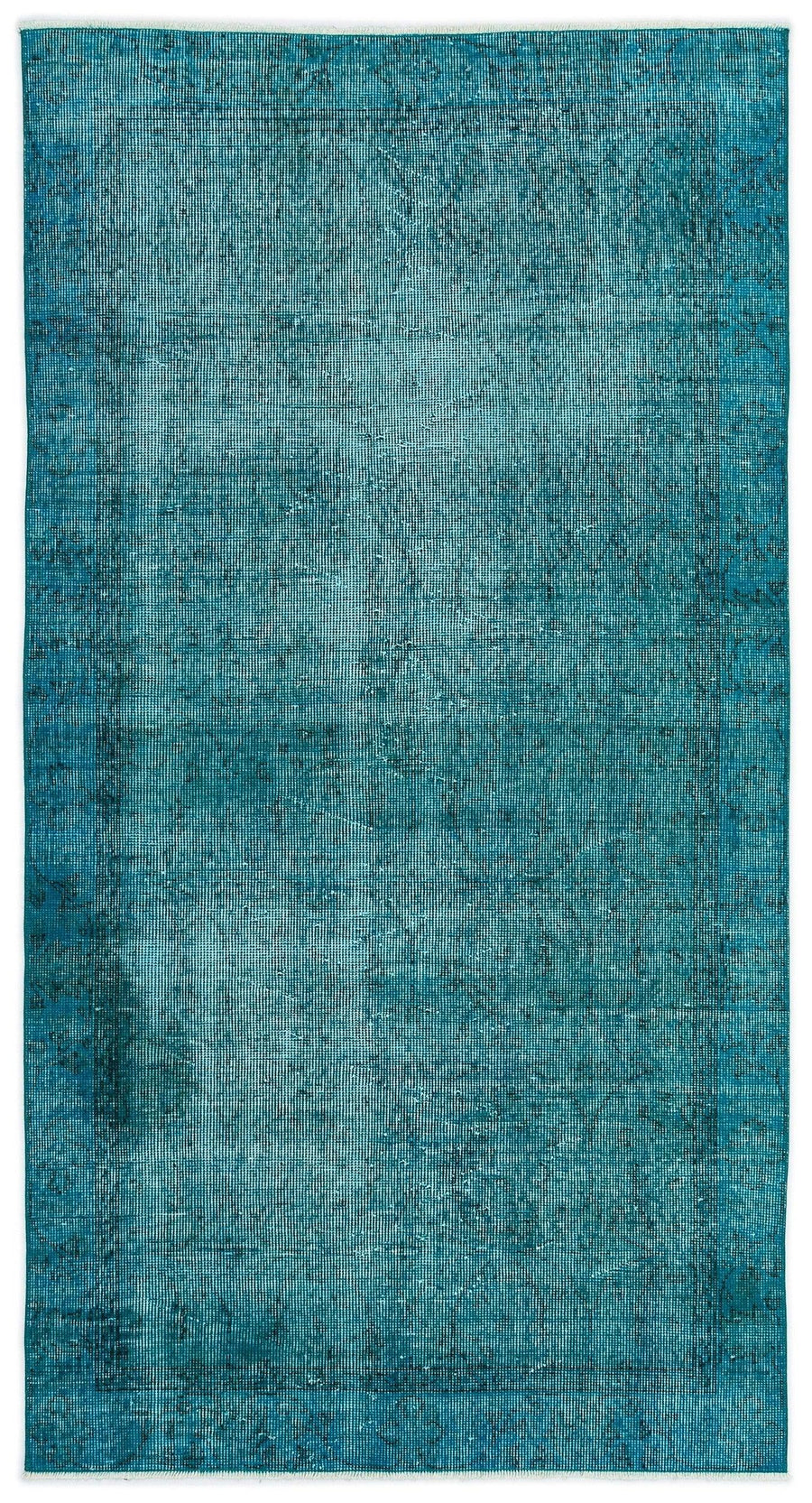 Handgeknüpfter Wollteppich in Türkis & Blau, abstrakt 108x208 cm – im Flur