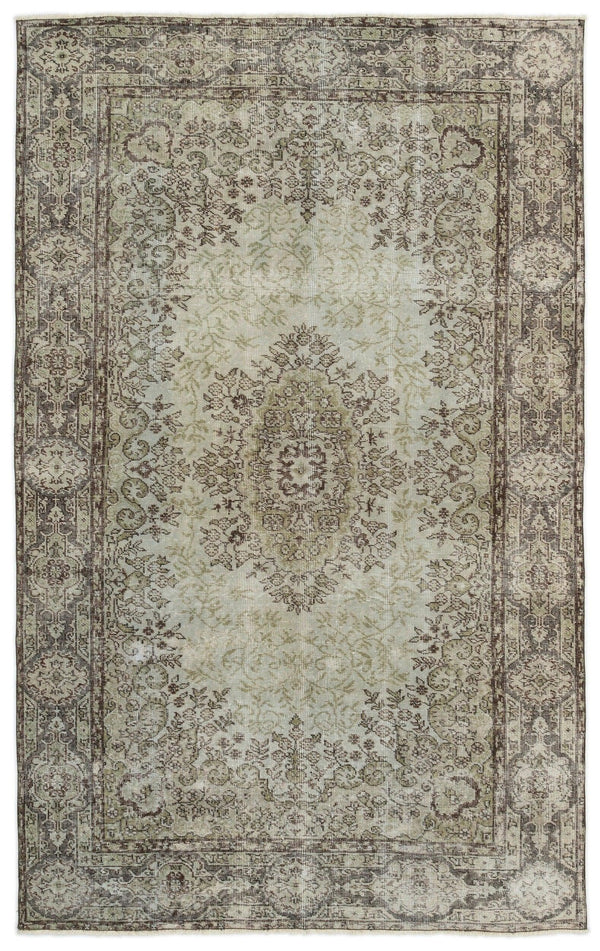Yeşil Eskitme Klasik Yün Halı 161x253