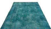Antrasit Lacivert Eskitme Geometrik Yün Halı 161x268