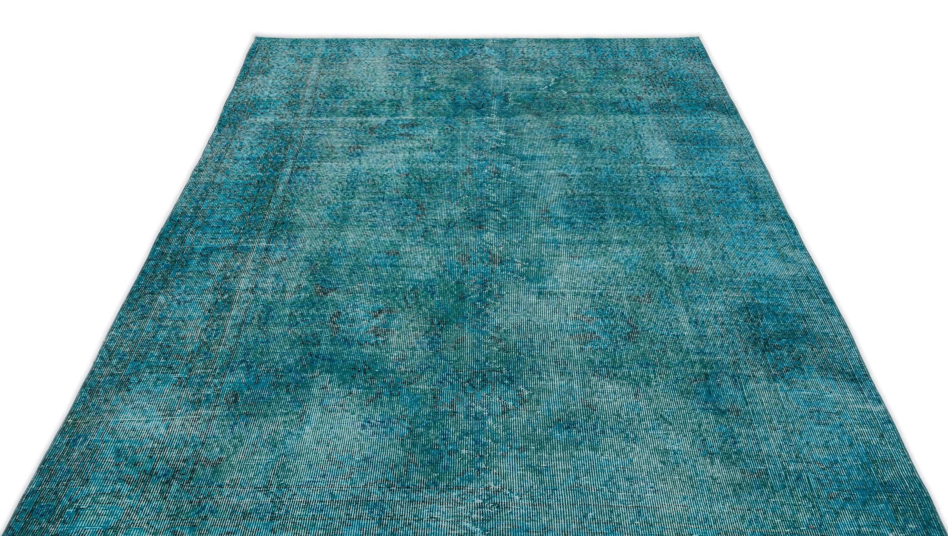 Antrasit Lacivert Eskitme Geometrik Yün Halı 161x268