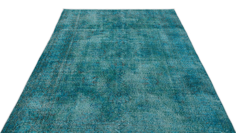 Antrasit Lacivert Eskitme Geometrik Yün Halı 161x268