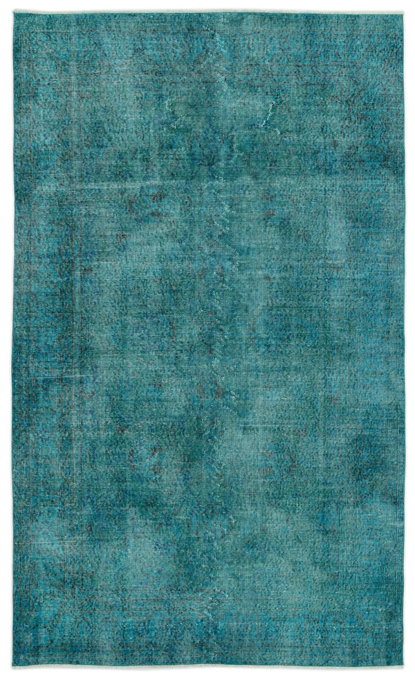 Antrasit Lacivert Eskitme Geometrik Yün Halı 161x268