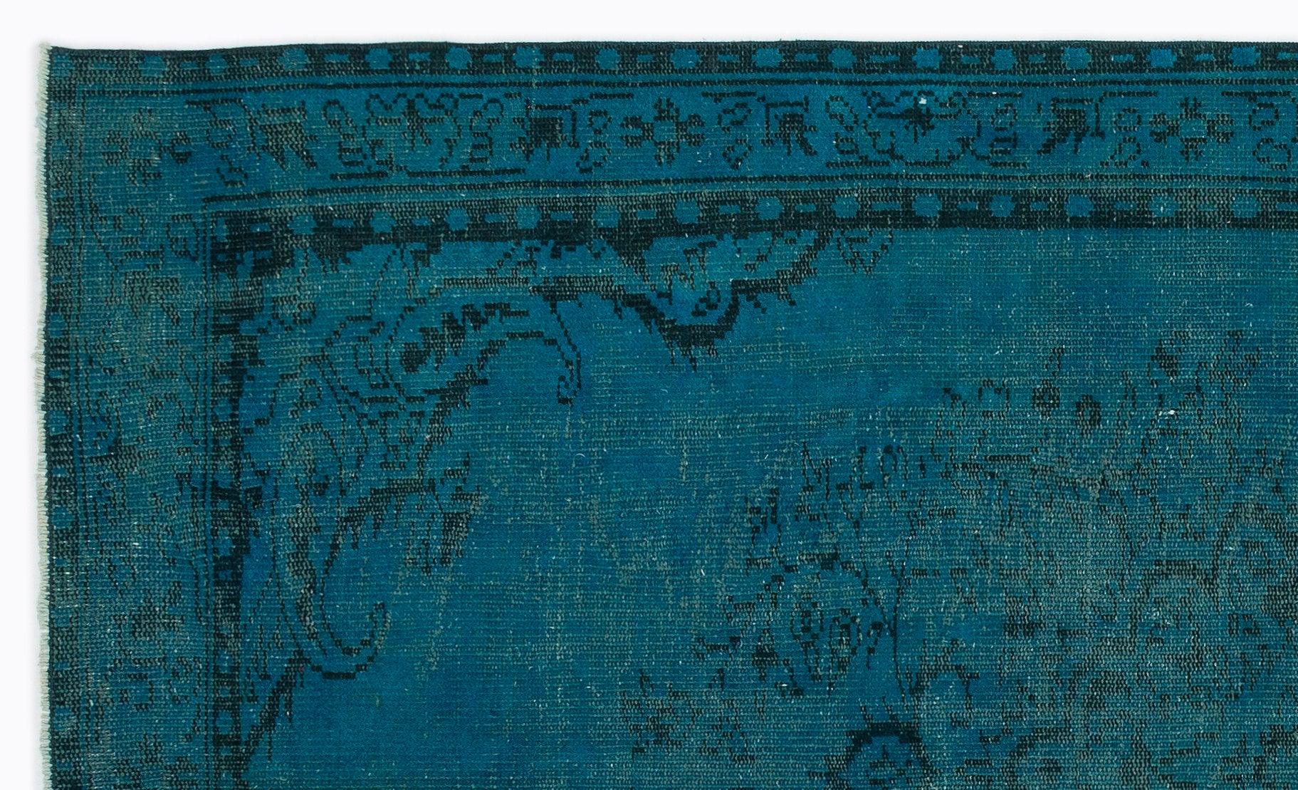 Lacivert Mavi Bohem Eskitme Yün Halı 158x260