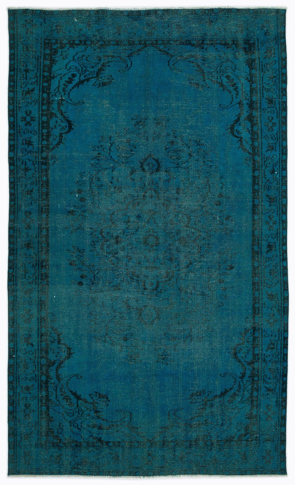 Lacivert Mavi Bohem Eskitme Yün Halı 158x260