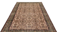 سجادة صوفية منسوجة يدويًا باللونين البيج والأخضر، مزينة بالزهور 172x293 cm