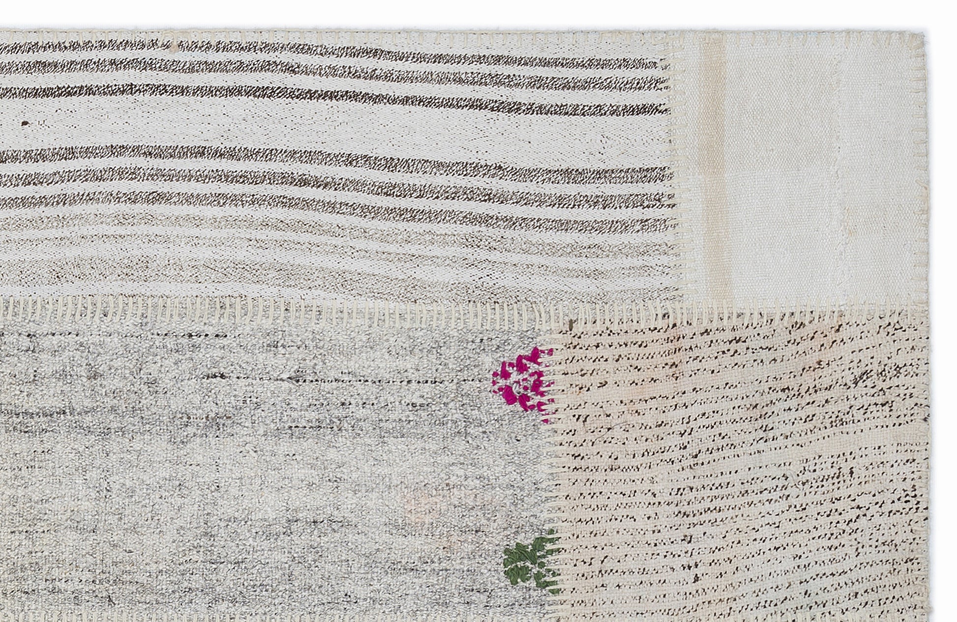 Teselya Bej Çizgili Yün El Dokuma Halısı 120 x 180 Apex Unique