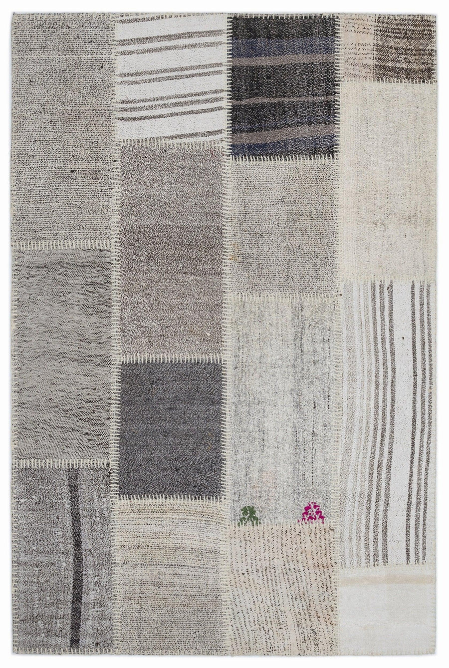 Bej Geometrik Modern Yün Halı 120x180