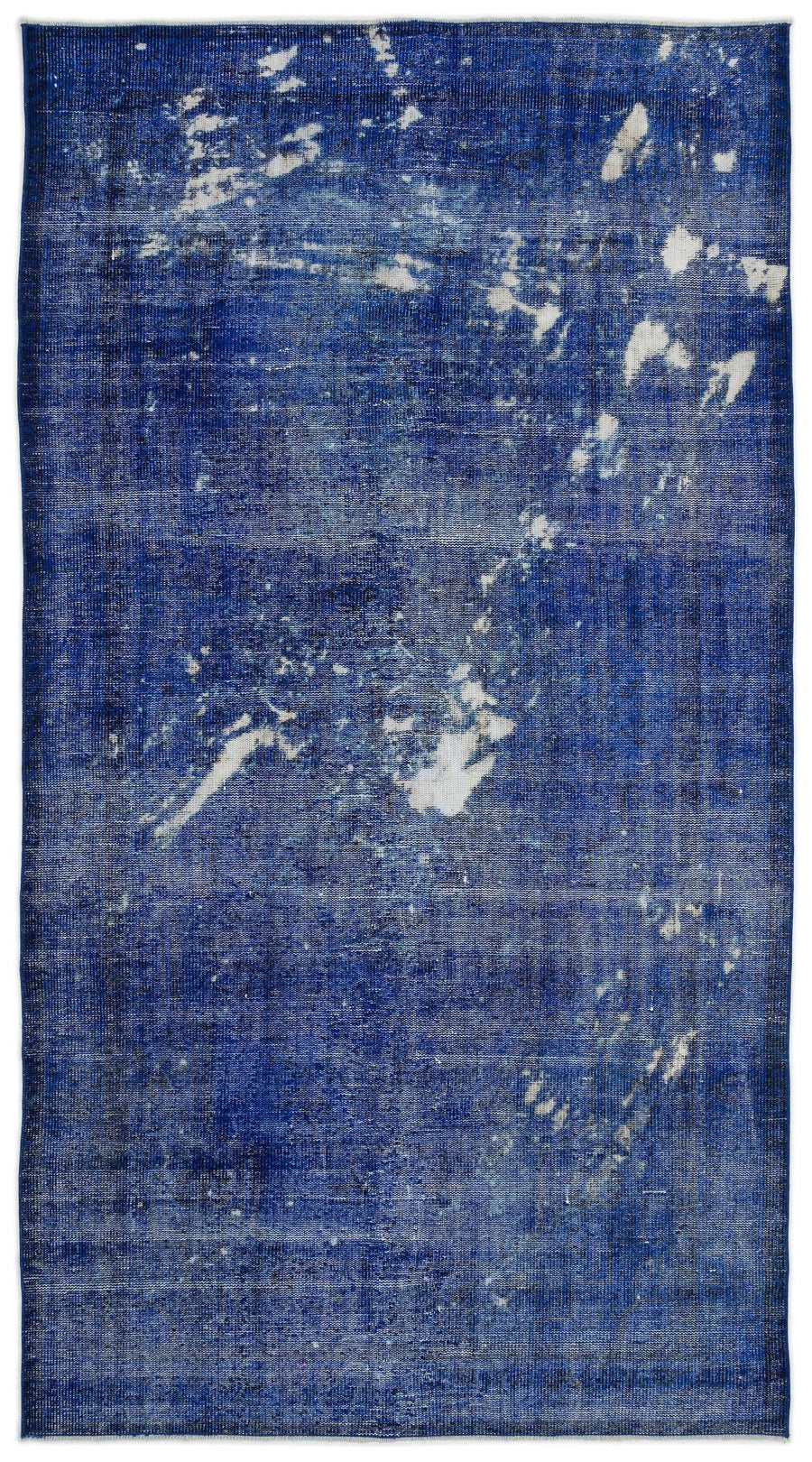 Blue and White Abstract Turkish Rug 157x292 cm (5'2" x 9'7") – in the hallway