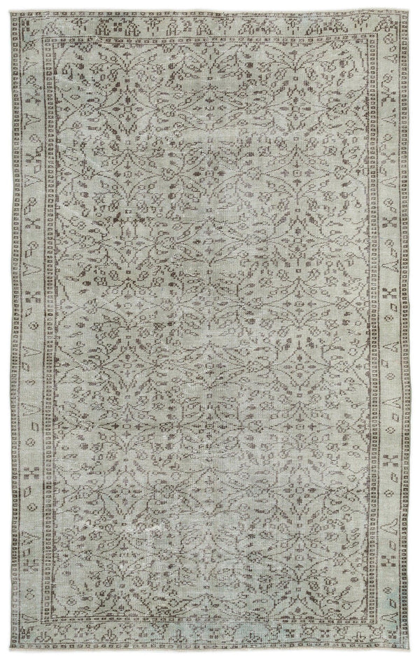 Yeşil Eskitme Geometrik Yün Halı 180x293