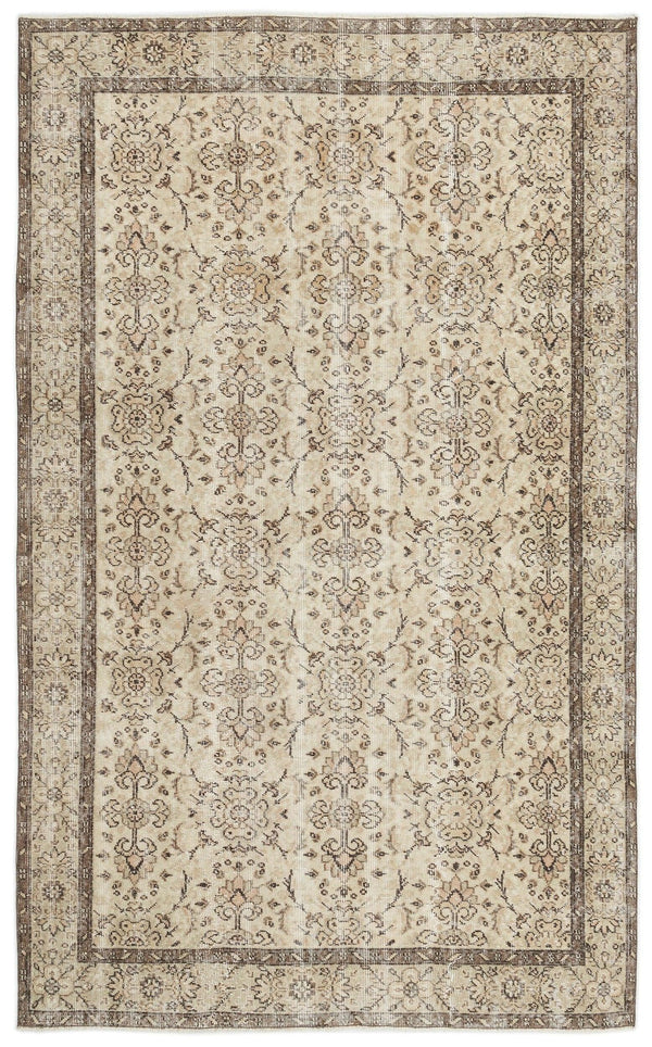 Bej Anadolu Eskitme Çiçekli Yün Halı 174x278 - Özel Seri