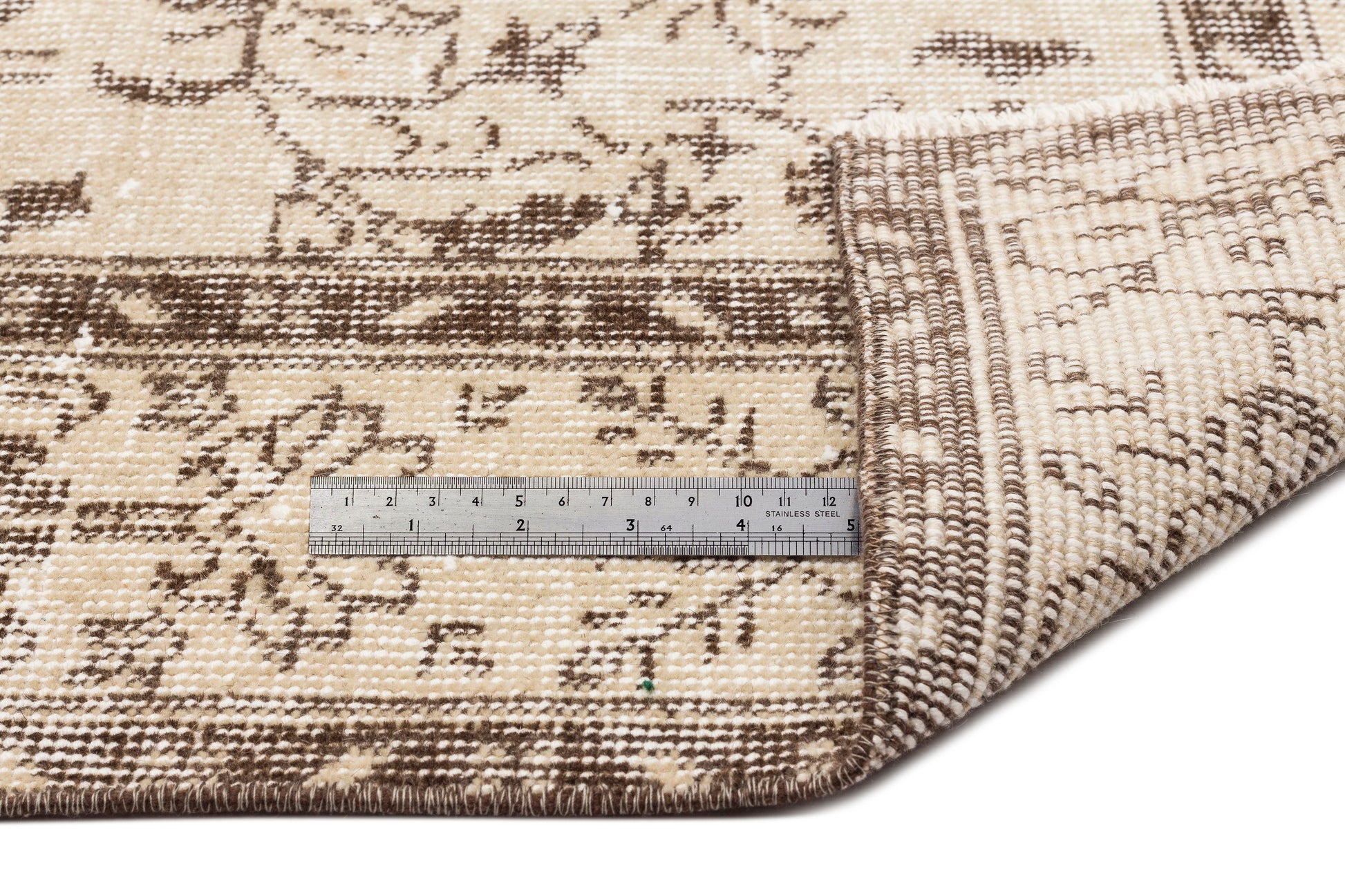 Atina 14754 Bej Eskitme Yün El Dokuma Halısı 186 x 302 Apex Unique