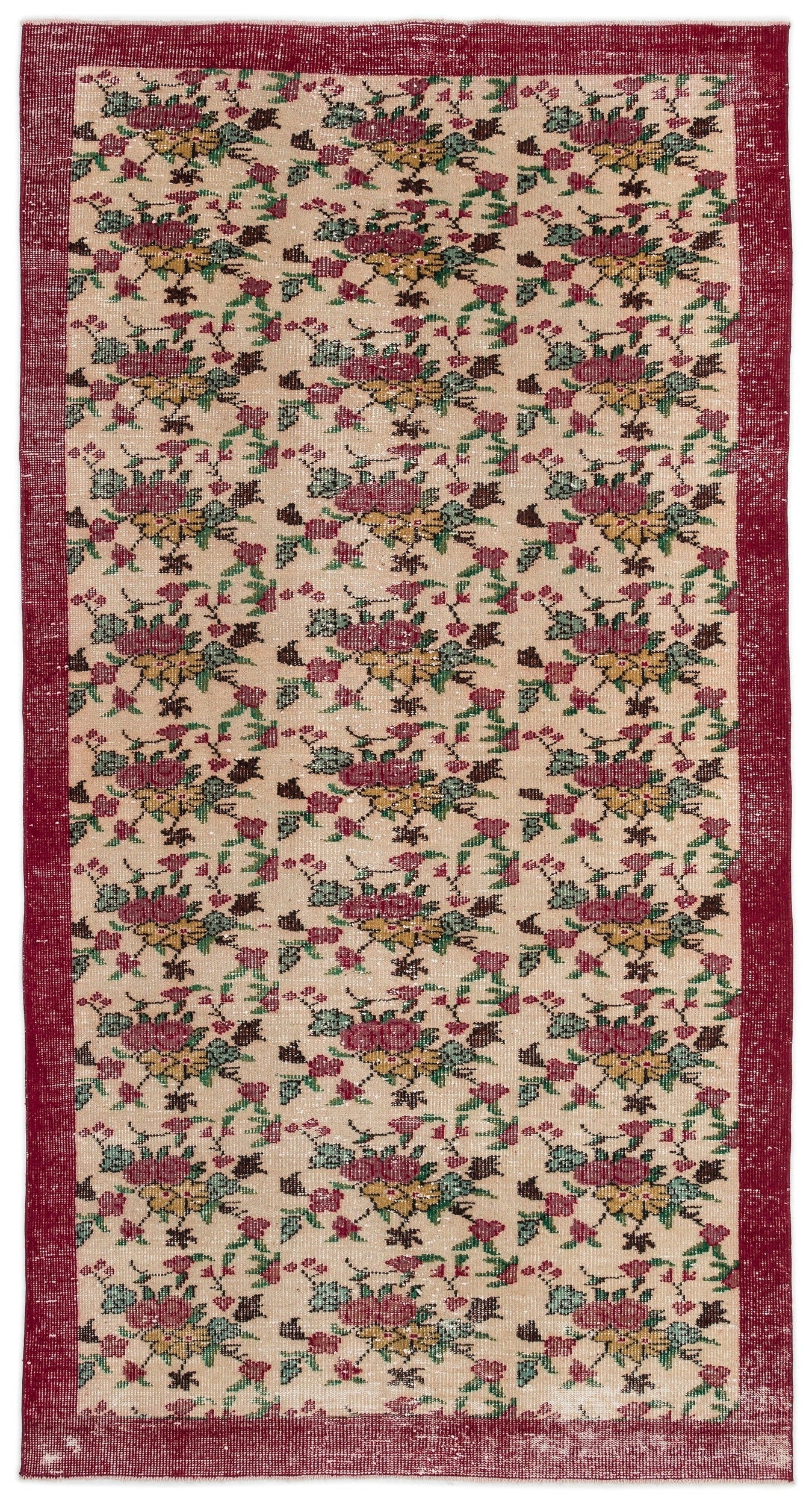 Atina Krem Eskitme Yün El Dokuma Halısı 160 x 298 Apex Unique