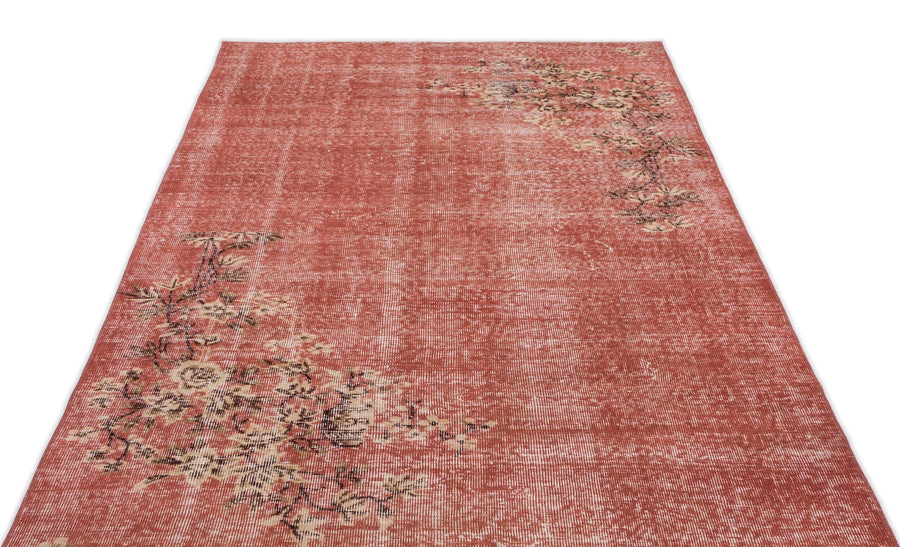 Pembe Anadolu Eskitme Geometrik Yün Halı 148x247 - Özel Seri
