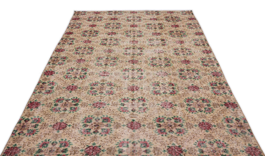 Krem Anadolu Eskitme Geometrik Yün Halı 165x290 - Özel Seri