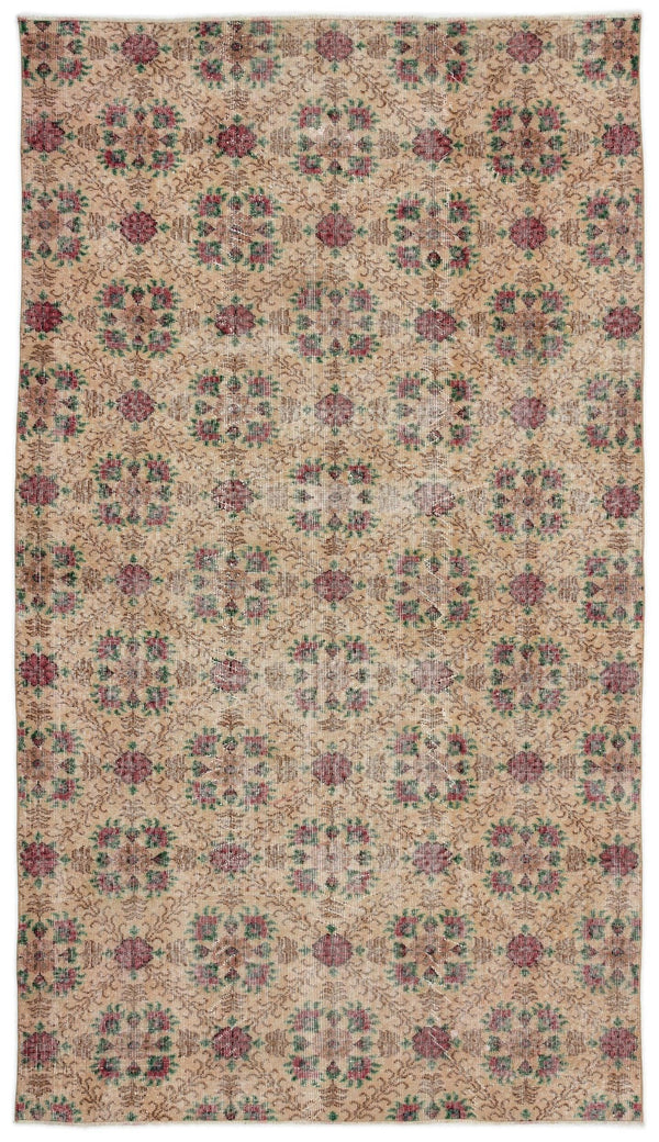 Krem Anadolu Eskitme Geometrik Yün Halı 165x290 - Özel Seri