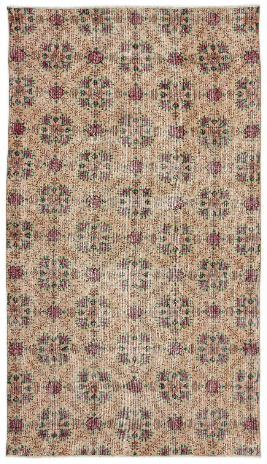 Beige and Blue Geometric Hand-Woven Wool Rug 165x290 cm (5'5" x 9'6") – in the hallway