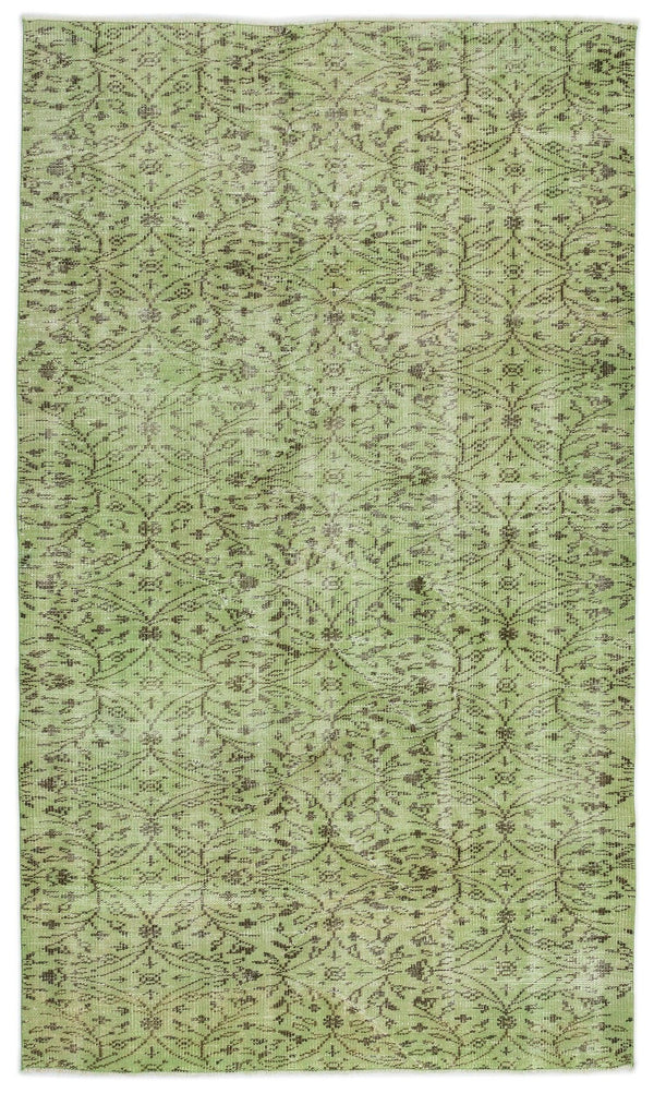 Yeşil Eskitme Geometrik Yün Halı 161x267
