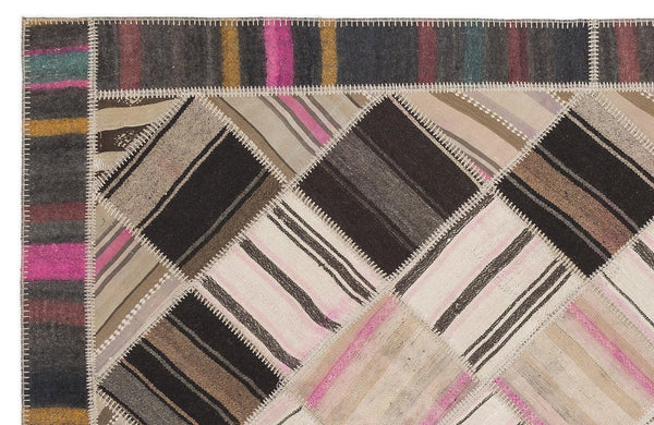 Bej Anadolu Bohem Geometrik Yün Halı 170x256 - Özel Seri