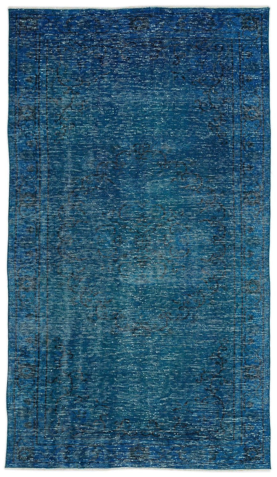 Abstract Blue & Indigo Hand-Knotted Wool Rug 154x268 cm (5'1" x 8'10") – in the hallway