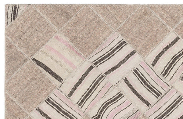 Bej Geometrik Modern Yün Halı 133x222