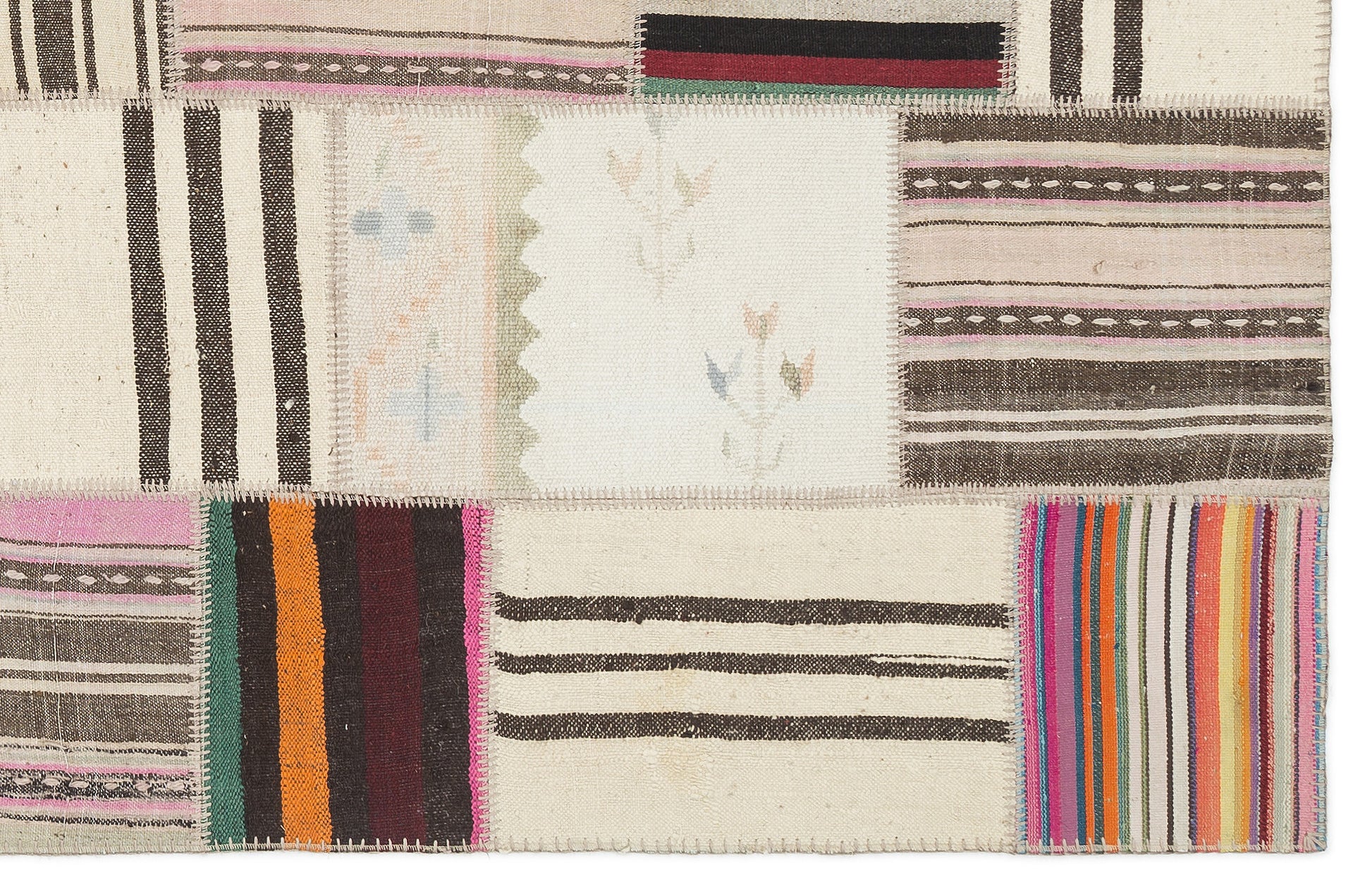 Teselya Bej Çizgili Yün El Dokuma Halısı 160 x 230 Apex Unique