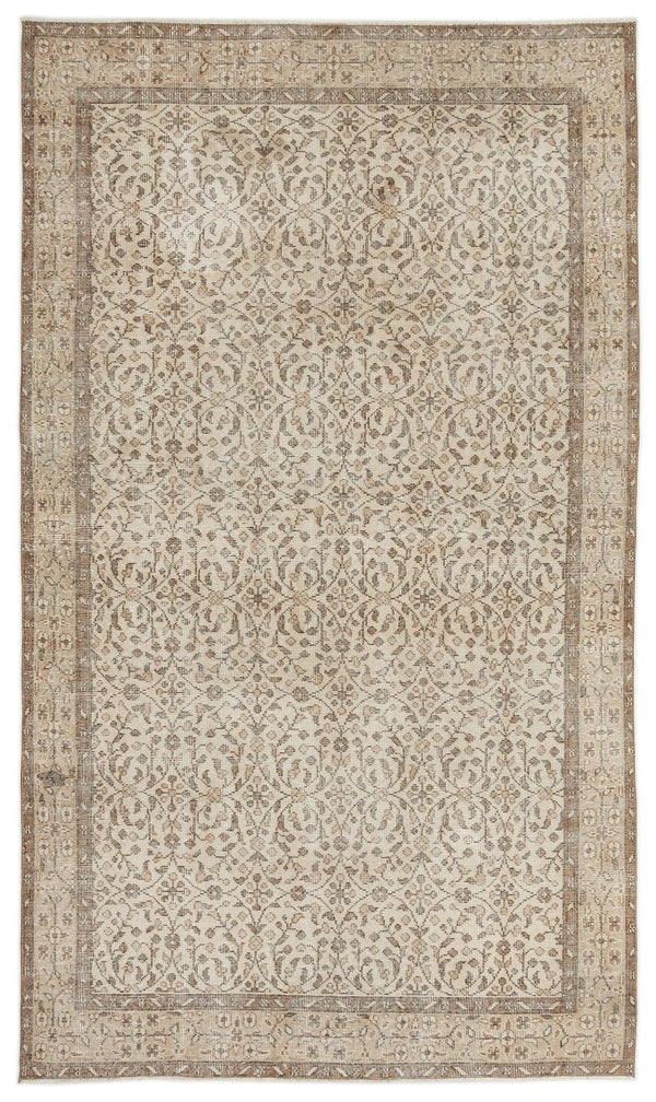 Bej Anadolu Eskitme Çiçekli Yün Halı 169x287 - Özel Seri