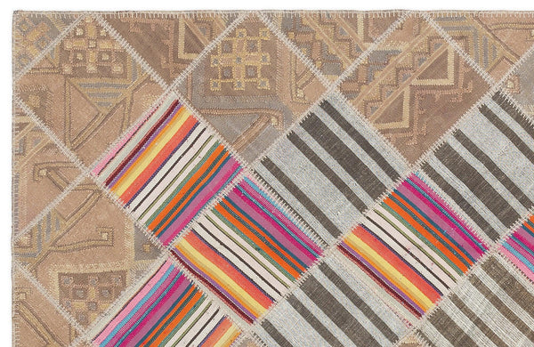 Bej Anadolu Bohem Geometrik Yün Halı 132x222 - Özel Seri