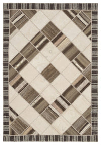 6 Metrekare El Dokuma Yün Halı Krem Kahverengi Detaylı 210x303 cm 1493