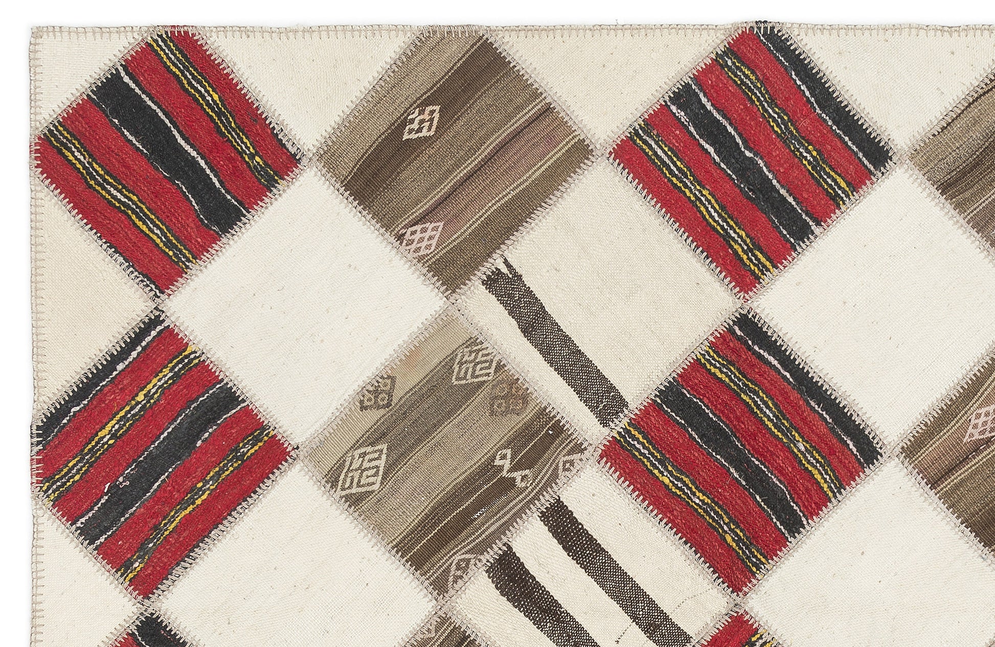 Teselya Bej Çizgili Yün El Dokuma Halısı 175 x 217 Apex Unique