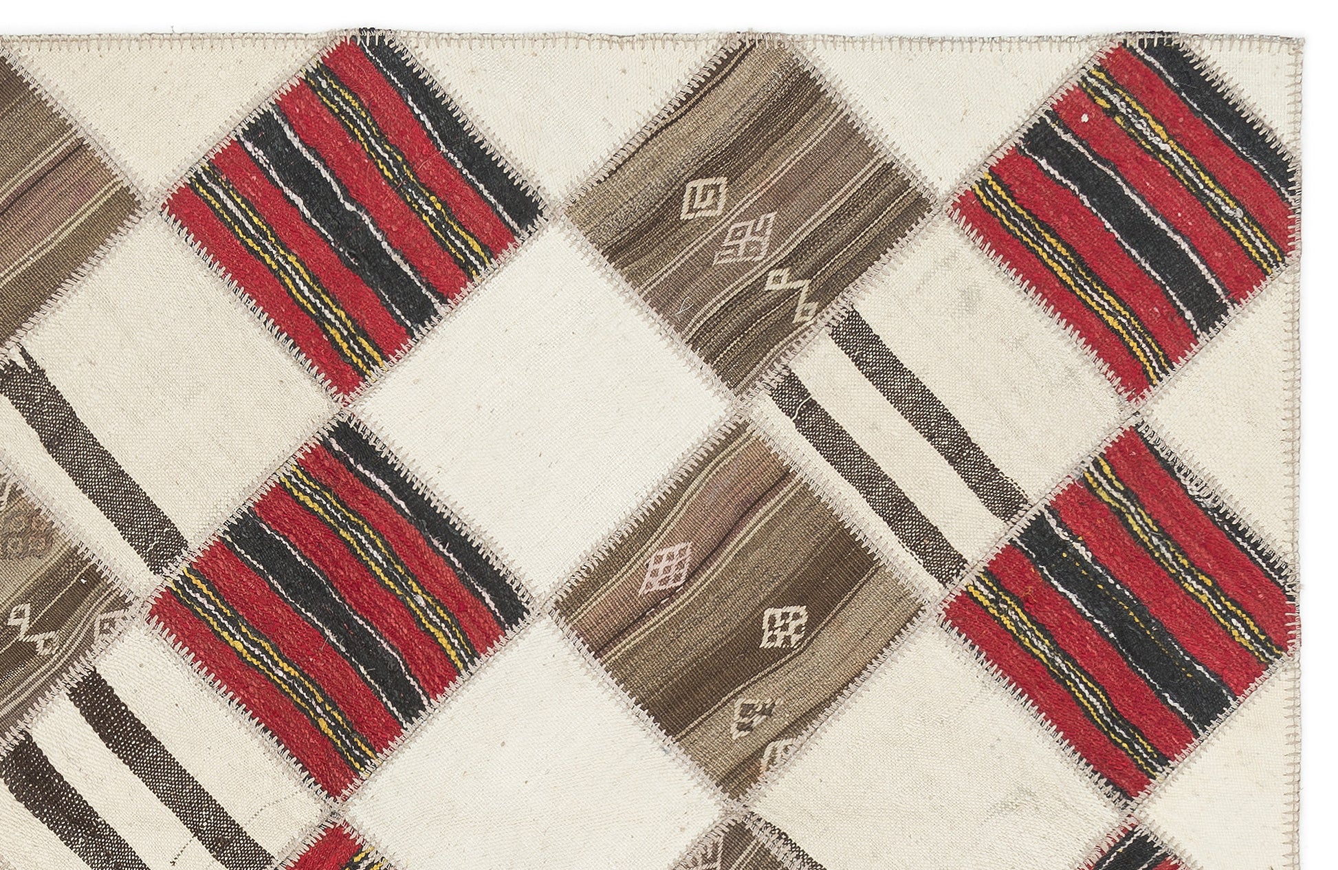 Teselya Bej Çizgili Yün El Dokuma Halısı 175 x 217 Apex Unique