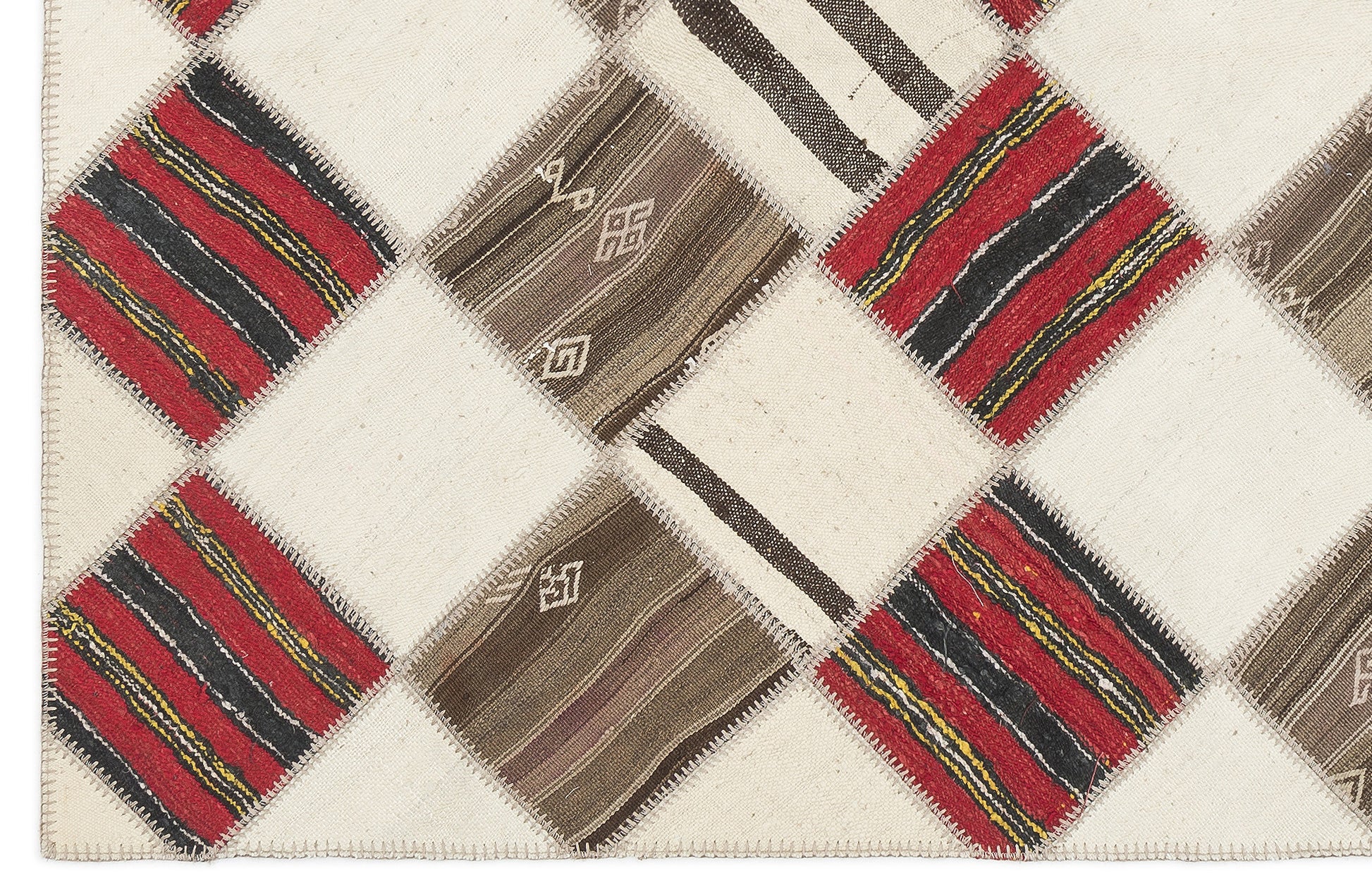 Teselya Bej Çizgili Yün El Dokuma Halısı 175 x 217 Apex Unique